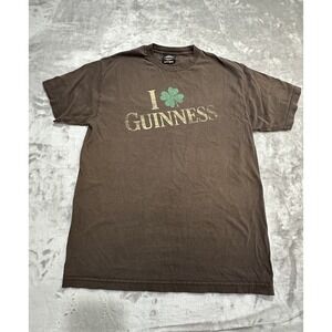 Guinness‎ Men's Short Sleeve T-Shirt Size Large Brown Irish Clover Crew Neck EUC